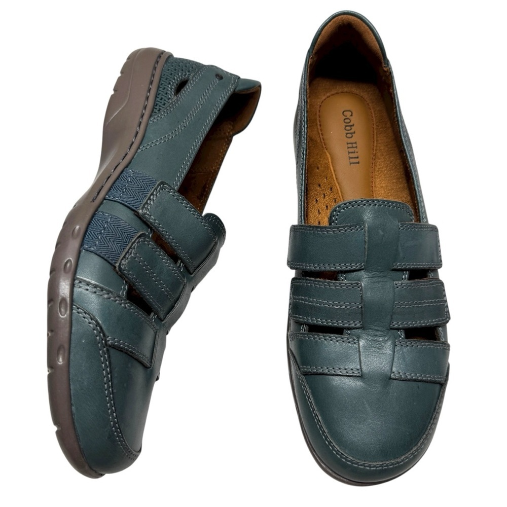 Cobb Hill Rockport Penfield Fisherman Slip-On Sandal teal Leather Womens 6.5